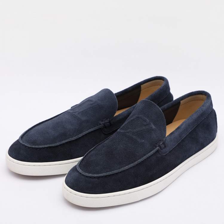 Pre Owned Christian Louboutin Blue Suede Varsiboat Loafers Size 41