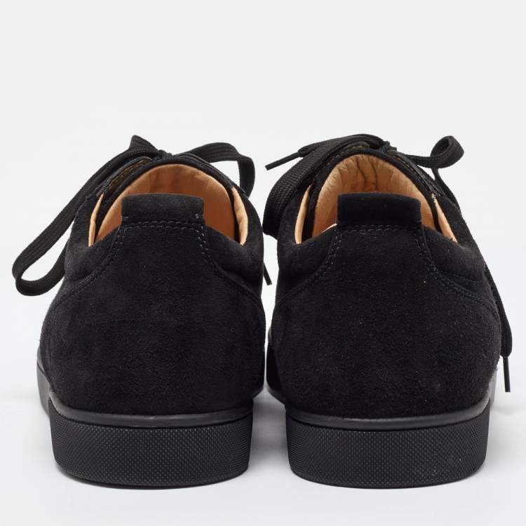 Pre Owned Christian Louboutin Black Suede Louis Junior Spikes Low Top Sneakers Size 46