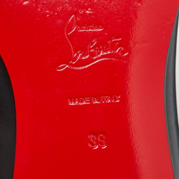 Pre Owned Christian Louboutin Black Leather Dandelion Smoking Slippers Size 39