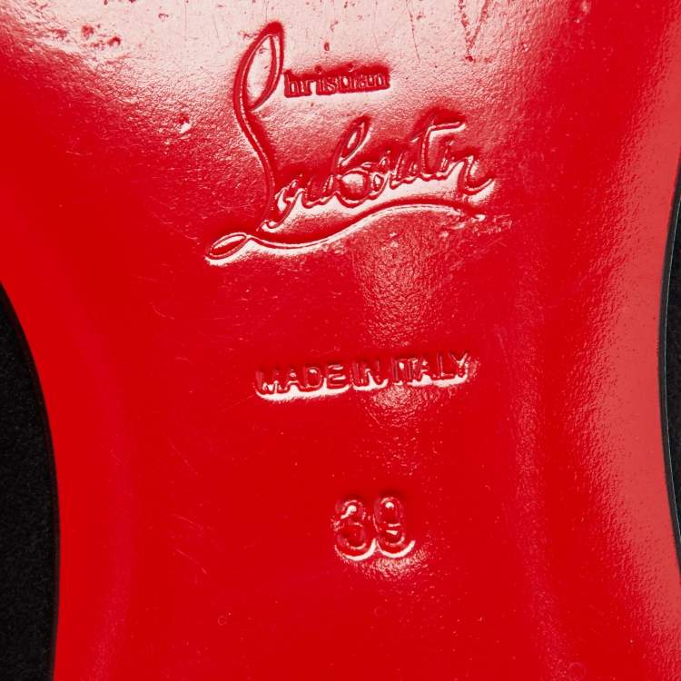 Pre Owned Christian Louboutin Black Croc Embossed Leather, Suede and Leather Alpha Male Loafers Size 39