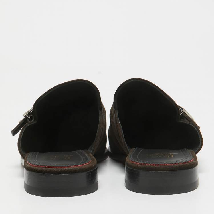 Pre Owned Christian Louboutin Brown Suede Muloman Mules Size 42
