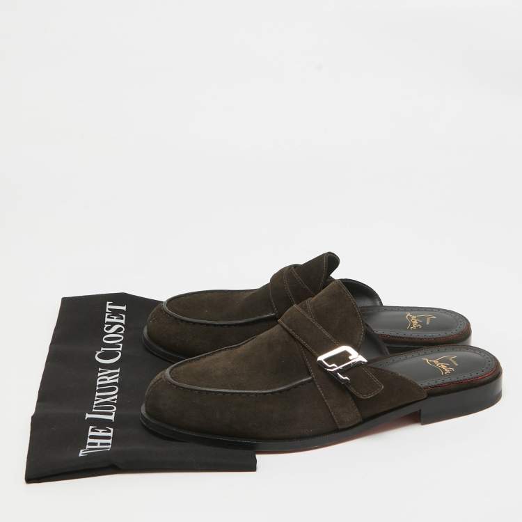 Pre Owned Christian Louboutin Brown Suede Muloman Mules Size 42