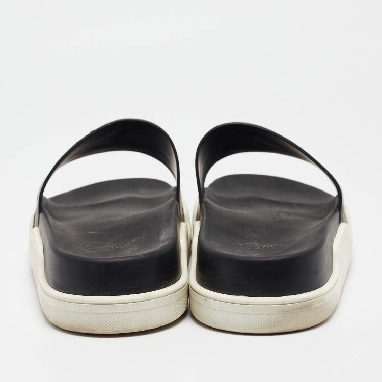 Pre Owned Christian Louboutin Black Rubber Flat Sandals Size 45