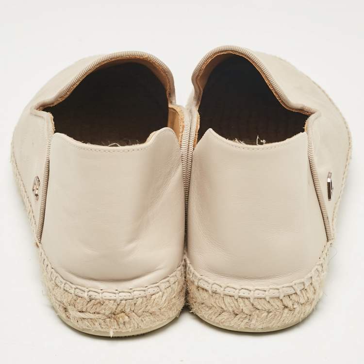 Pre Owned Christian Louboutin Beige Camouflage Canvas and Leather Espadon Espadrilles Size 42