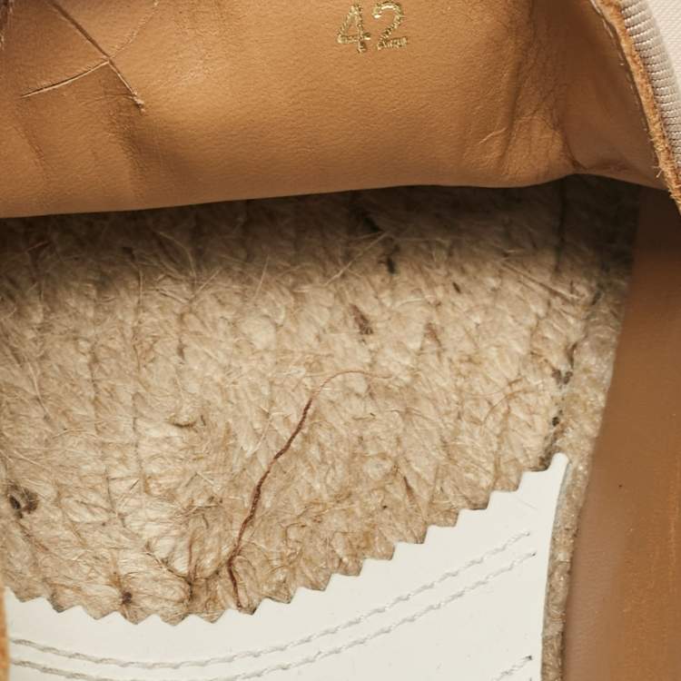 Pre Owned Christian Louboutin Beige Camouflage Canvas and Leather Espadon Espadrilles Size 42