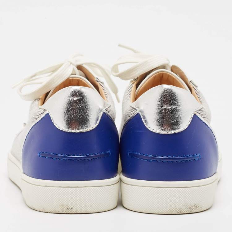 Pre Owned Christian Louboutin Multicolor Leather and Suede Louis Junior Spikes Low Top Sneakers Size 41