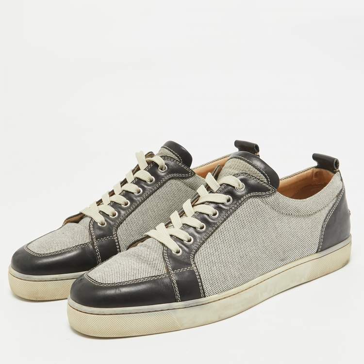 Pre Owned Christian Louboutin Brown Leather and Suede Rantulow Low Top Sneakers Size 45.5