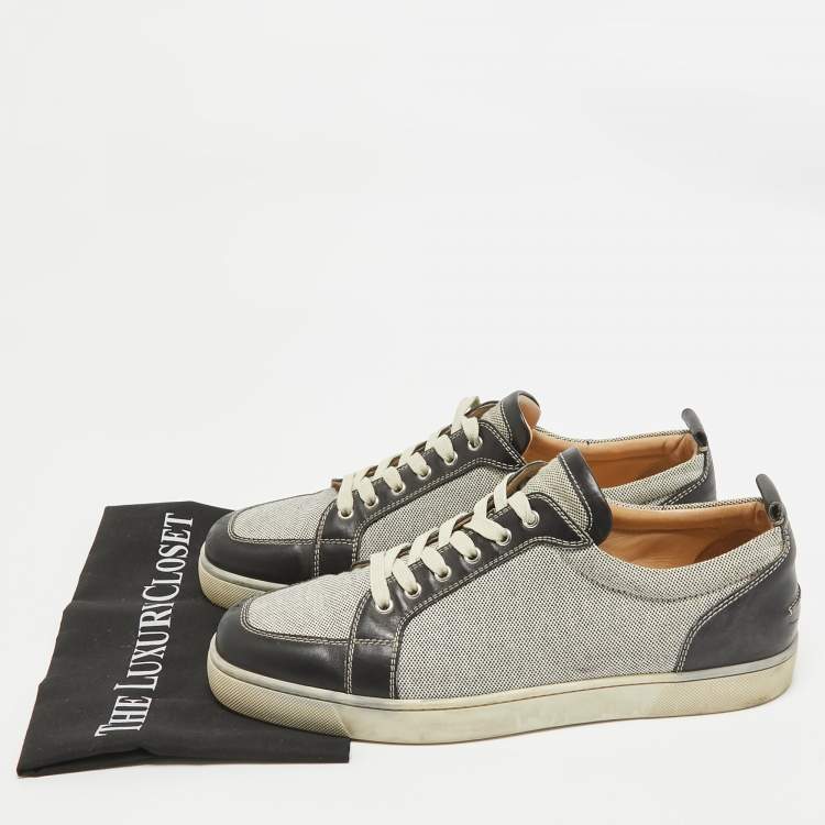 Pre Owned Christian Louboutin Brown Leather and Suede Rantulow Low Top Sneakers Size 45.5