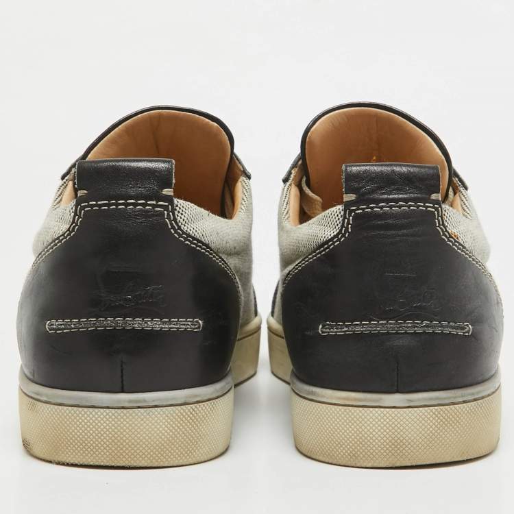 Pre Owned Christian Louboutin Brown Leather and Suede Rantulow Low Top Sneakers Size 45.5