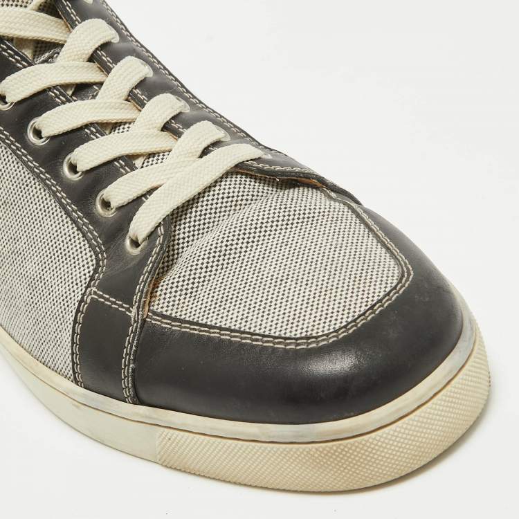 Pre Owned Christian Louboutin Brown Leather and Suede Rantulow Low Top Sneakers Size 45.5