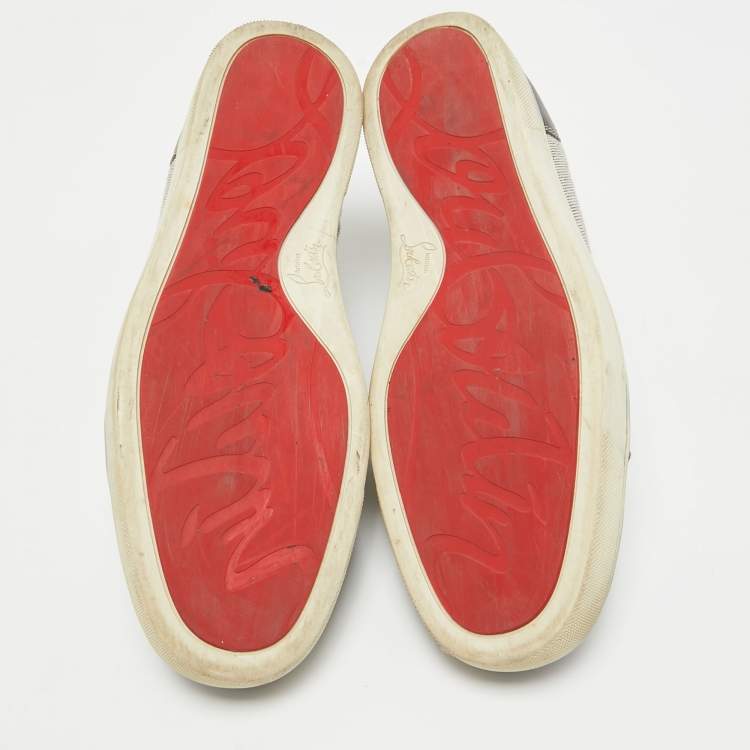 Pre Owned Christian Louboutin Brown Leather and Suede Rantulow Low Top Sneakers Size 45.5