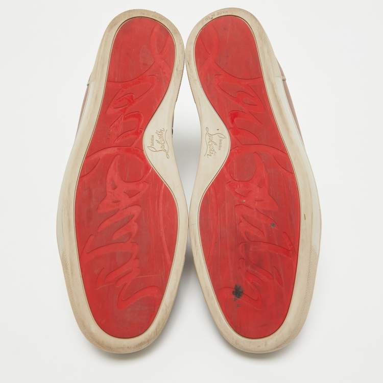 Pre Owned Christian Louboutin Beige Leather Louis High Top Sneakers Size 45