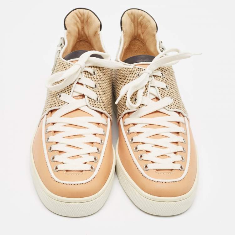 Pre Owned Christian Louboutin Multicolor Leather Lace Up Sneakers Size 45