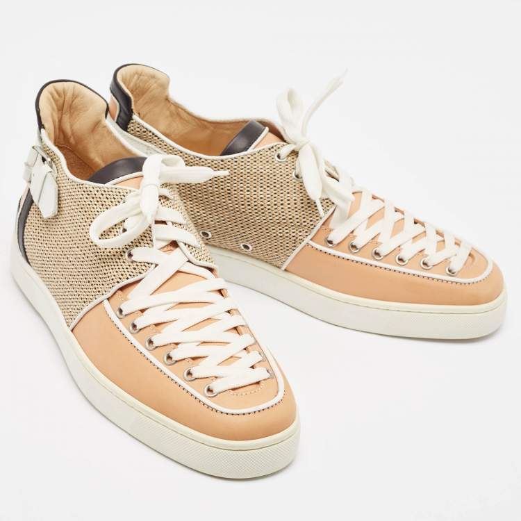 Pre Owned Christian Louboutin Multicolor Leather Lace Up Sneakers Size 45