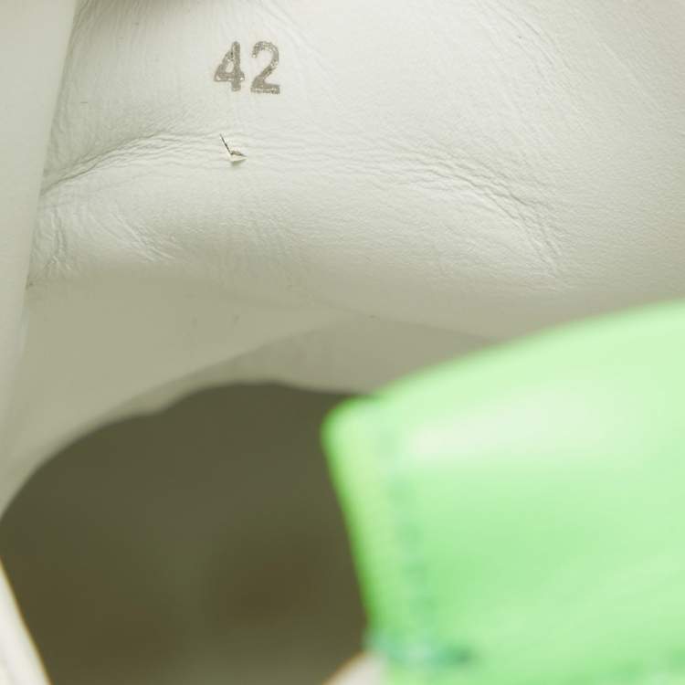 Pre Owned Christian Louboutin White/Green  Leather Lace Up Sneakers Size 42