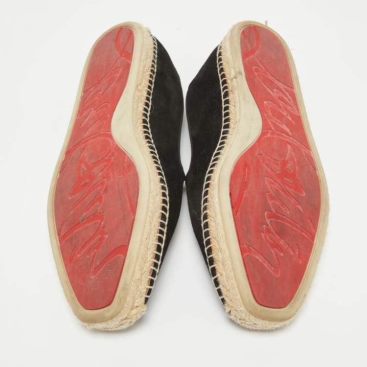 Pre Owned Christian Louboutin Black Suede Nanou Orlato Slip On Espadrille Size 41