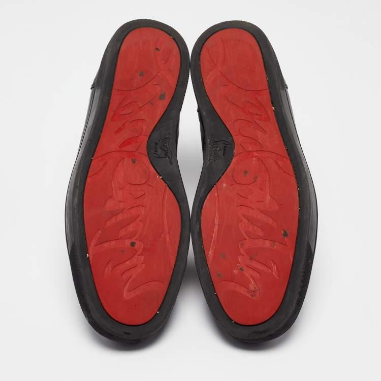 Pre Owned Christian Louboutin Black Leather Louis High Top Sneakers Size 45