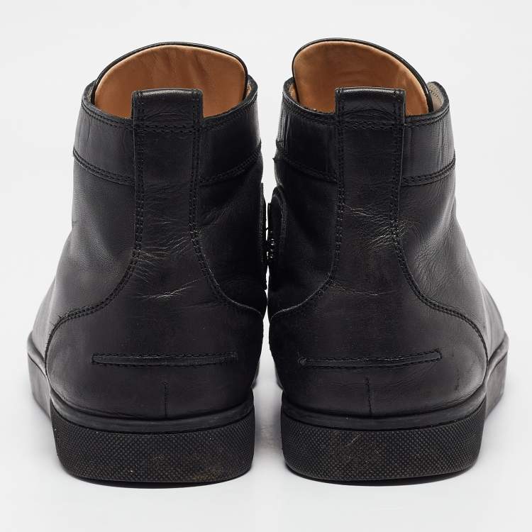 Pre Owned Christian Louboutin Black Leather Louis High Top Sneakers Size 45