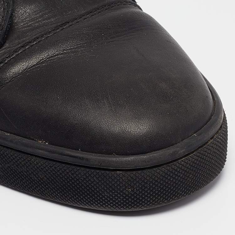 Pre Owned Christian Louboutin Black Leather Louis High Top Sneakers Size 45