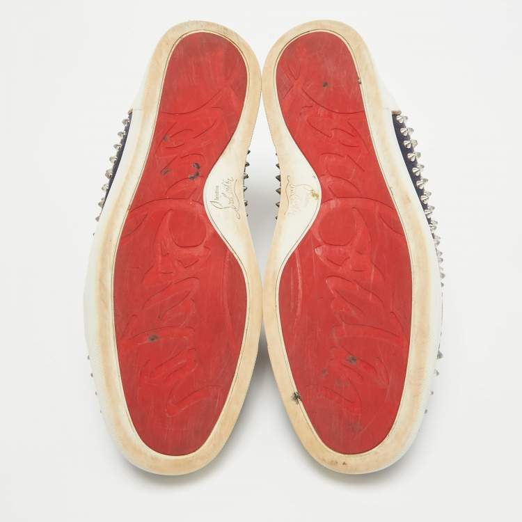 Pre Owned Christian Louboutin Multicolor Canvas Leather Louis Spikes High Top Sneakers Size 44