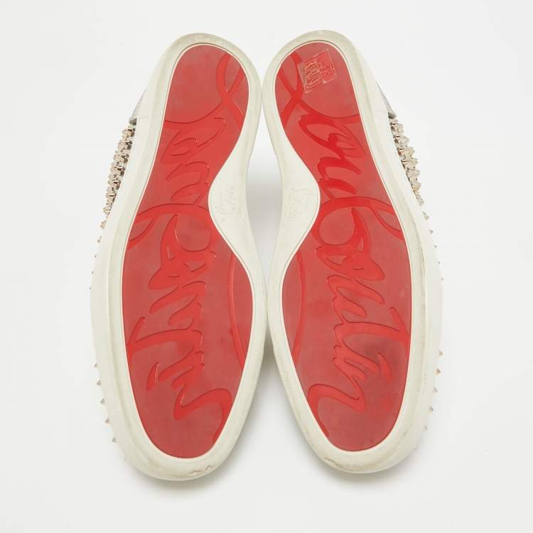 Pre Owned Christian Louboutin Gold Leather Louis Spikes High Top Sneakers Size 44