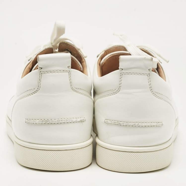 Pre Owned Christian Louboutin White Leather Louis Junior Spikes Lace Up Sneakers Size 43.5