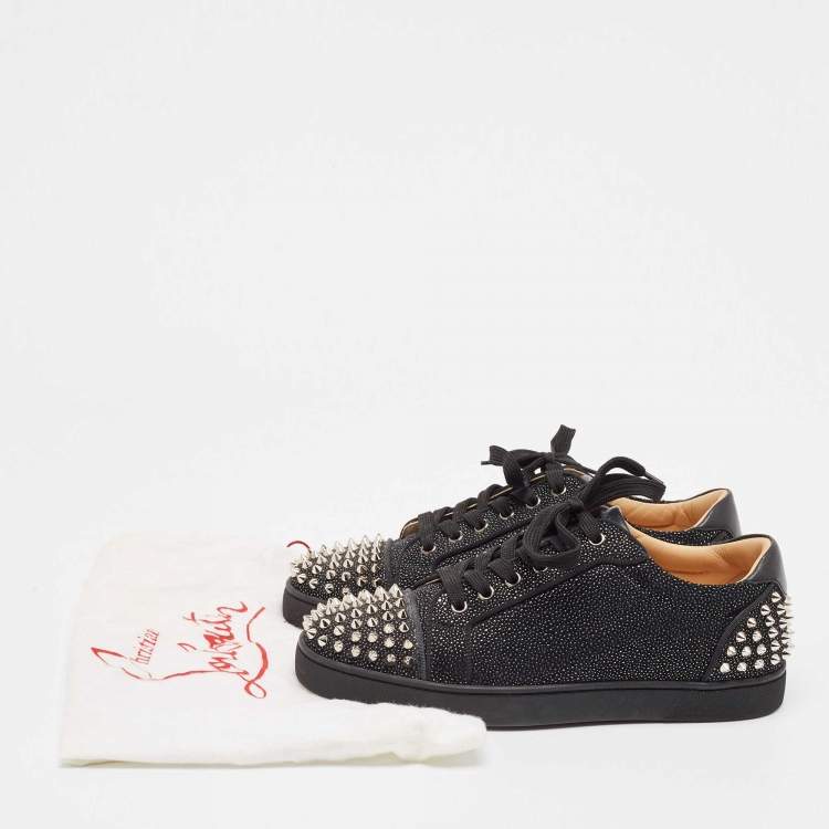 Pre Owned Christian Louboutin Black Leather and Nubuck Leather Seavaste Sneakers Size 41