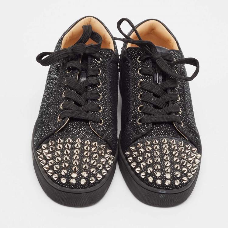 Pre Owned Christian Louboutin Black Leather and Nubuck Leather Seavaste Sneakers Size 41