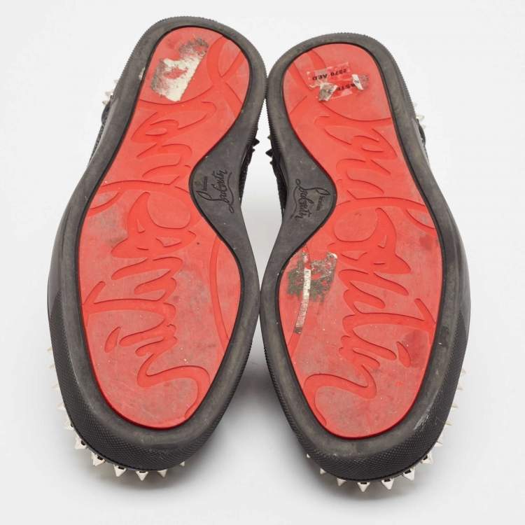 Pre Owned Christian Louboutin Black Leather and Nubuck Leather Seavaste Sneakers Size 41