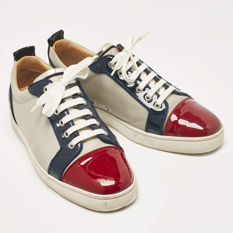 Pre Owned Christian Louboutin Multicolor Patent Leather Louis Junior Sneakers Size 42.5