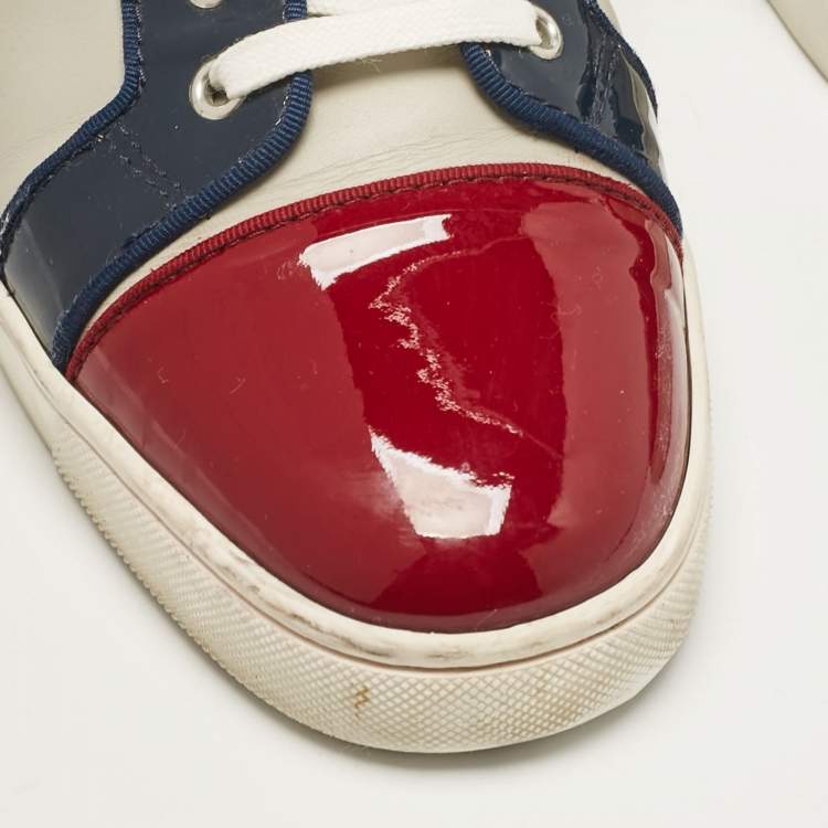 Pre Owned Christian Louboutin Multicolor Patent Leather Louis Junior Sneakers Size 42.5