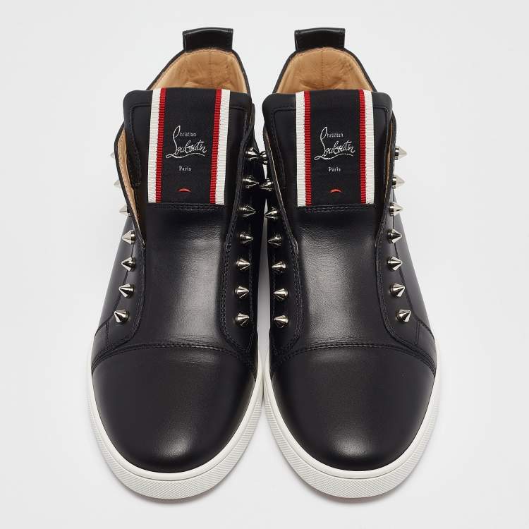 Pre Owned Christian Louboutin Black Leather Fique A Vontade Sneakers Size 43