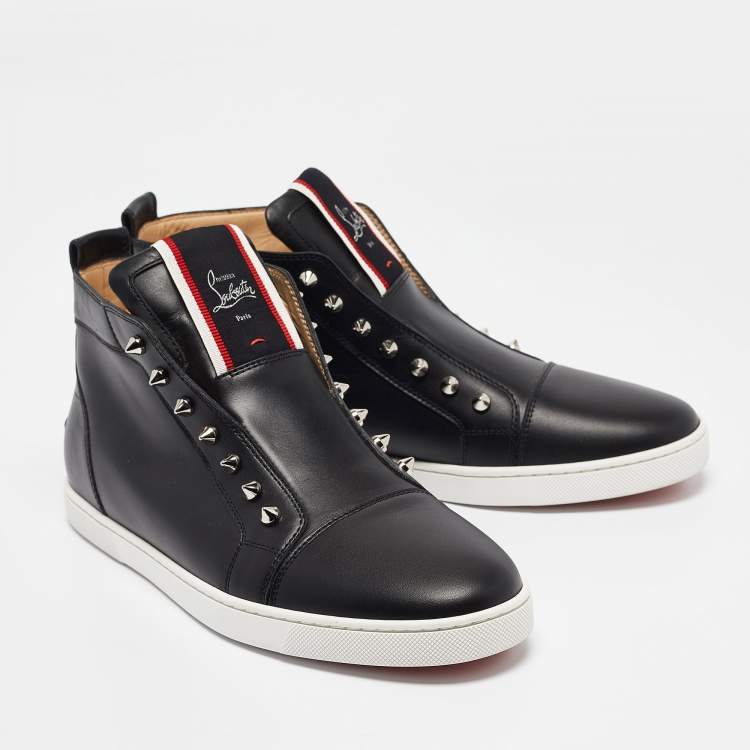 Pre Owned Christian Louboutin Black Leather Fique A Vontade Sneakers Size 43