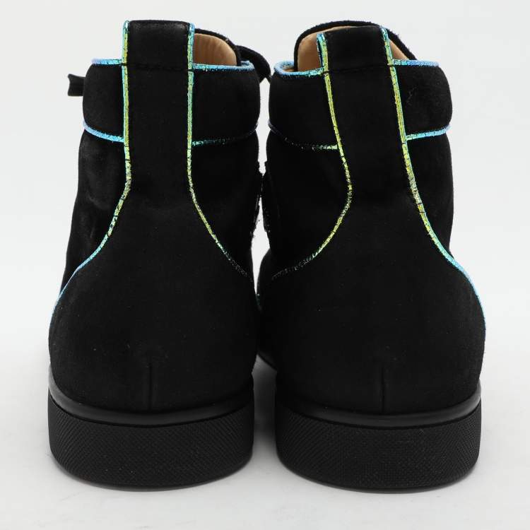 Pre Owned Christian Louboutin Black Suede Rantulow Orlato High Top Sneakers Size 46
