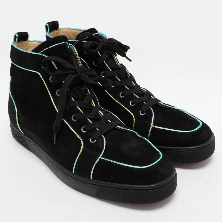 Pre Owned Christian Louboutin Black Suede Rantulow Orlato High Top Sneakers Size 46