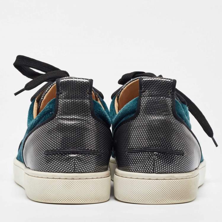 Pre Owned Christian Louboutin Multicolor Patent Leather and Velvet Louis Junior Spikes Low Top Sneakers Size 43