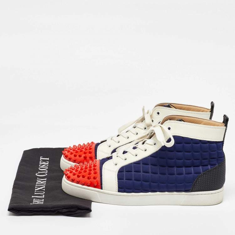 Pre Owned Christian Louboutin Multicolor Patent Leather, Neoprene Louis Flat High Top Sneakers Size 43