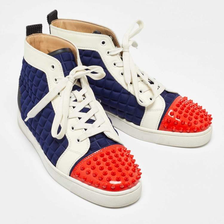 Pre Owned Christian Louboutin Multicolor Patent Leather, Neoprene Louis Flat High Top Sneakers Size 43