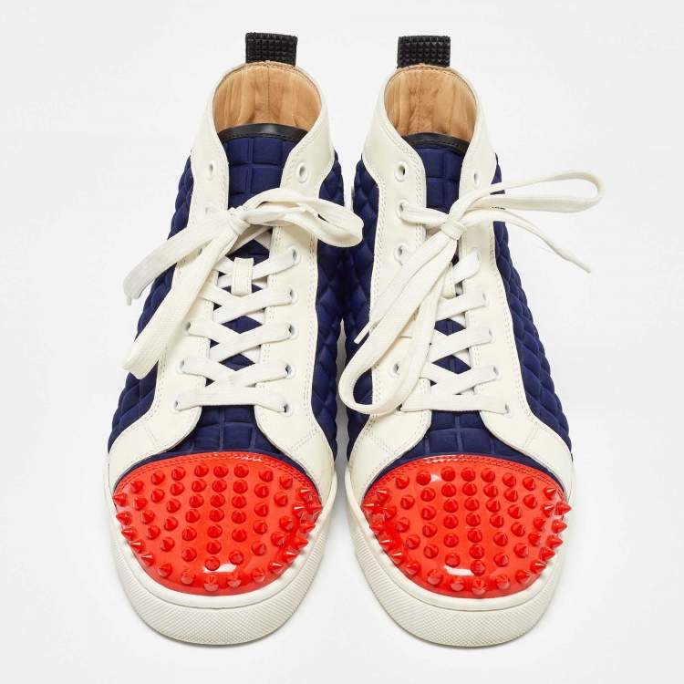 Pre Owned Christian Louboutin Multicolor Patent Leather, Neoprene Louis Flat High Top Sneakers Size 43
