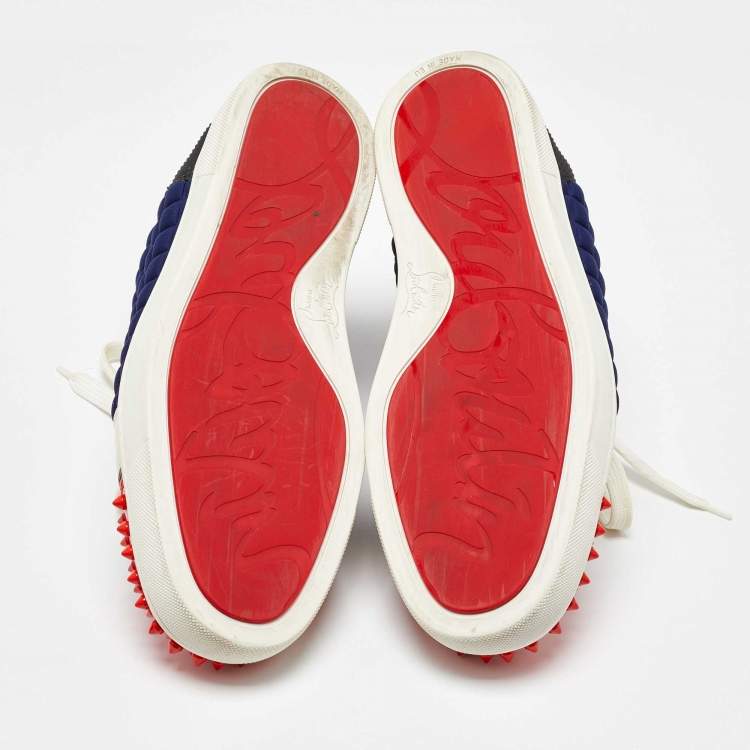 Pre Owned Christian Louboutin Multicolor Patent Leather, Neoprene Louis Flat High Top Sneakers Size 43