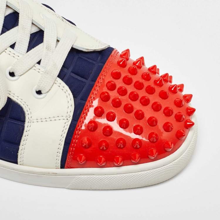 Pre Owned Christian Louboutin Multicolor Patent Leather, Neoprene Louis Flat High Top Sneakers Size 43