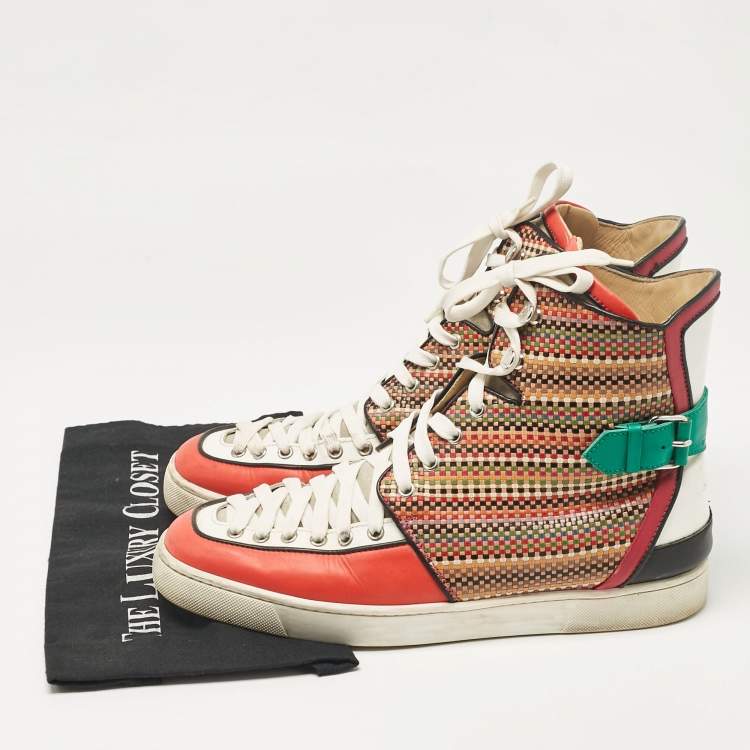 Pre Owned Christian Louboutin Multicolor Leather High Top Sneakers Size 44.5