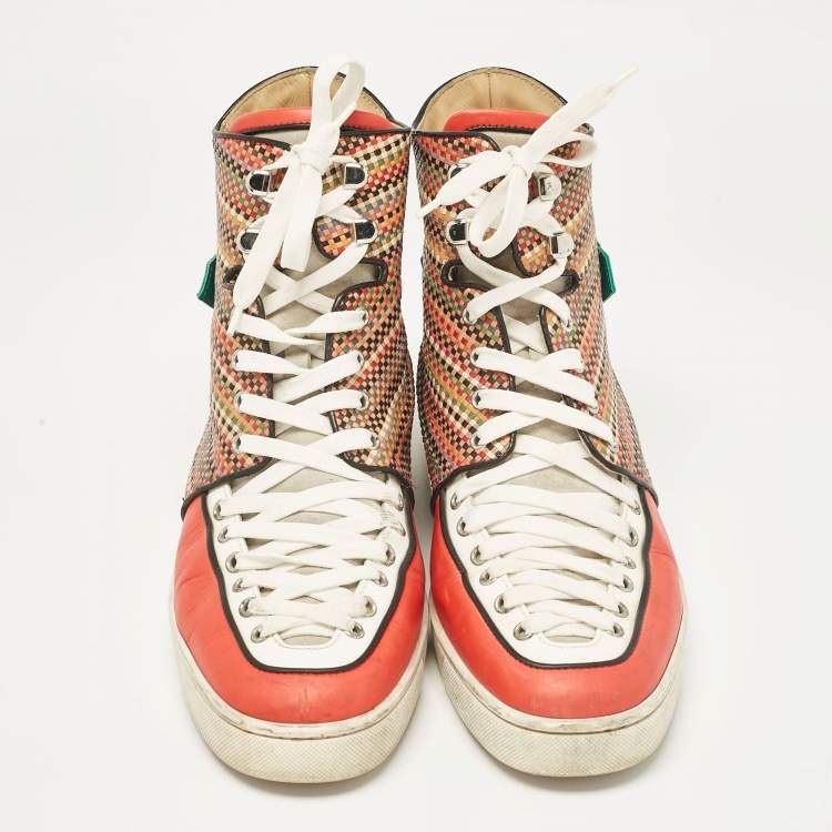Pre Owned Christian Louboutin Multicolor Leather High Top Sneakers Size 44.5
