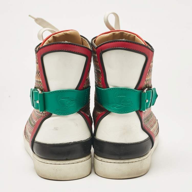 Pre Owned Christian Louboutin Multicolor Leather High Top Sneakers Size 44.5
