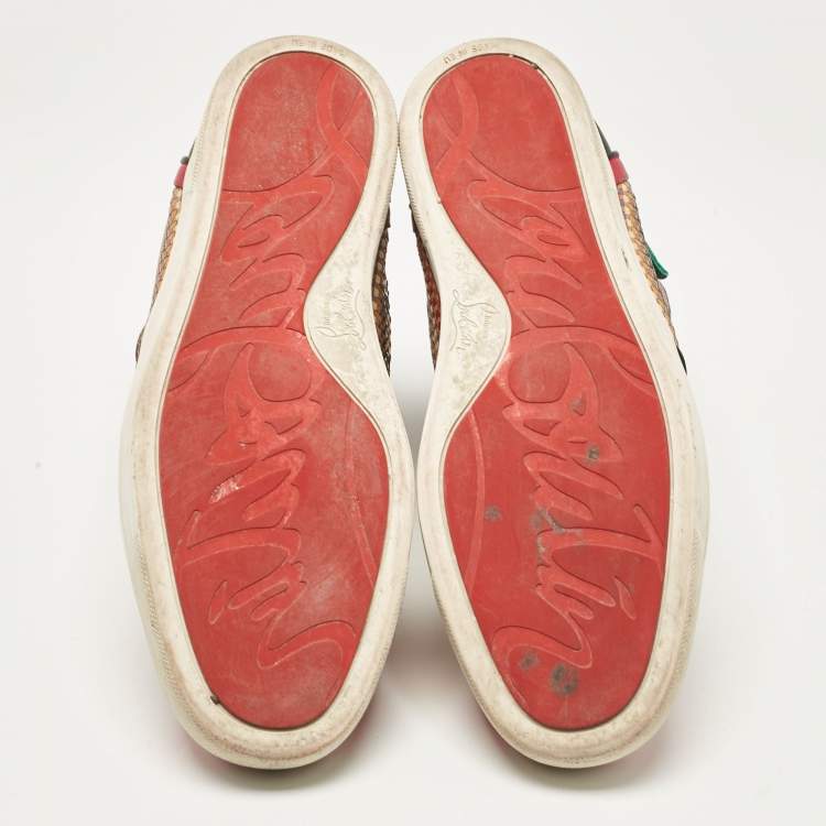 Pre Owned Christian Louboutin Multicolor Leather High Top Sneakers Size 44.5