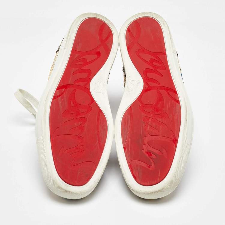 Pre Owned Christian Louboutin Multicolor Python Leather Graffiti Louis High Top Sneakers Size 43