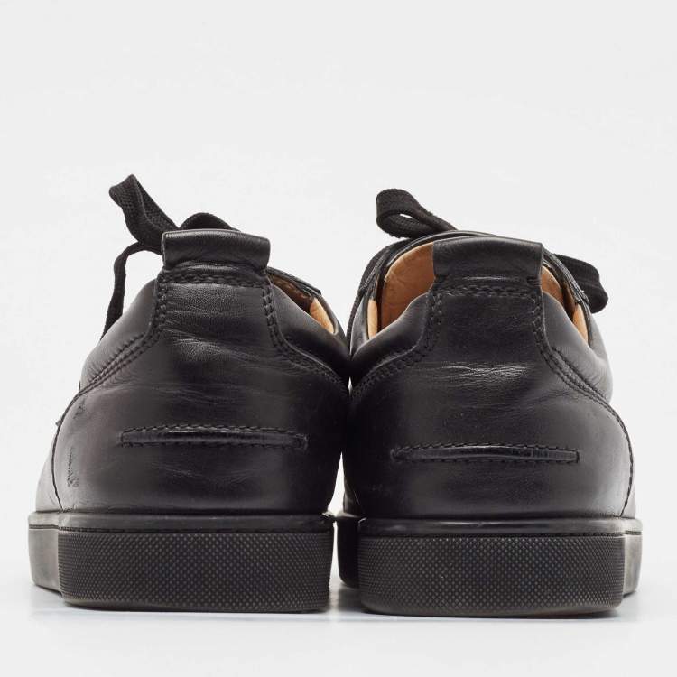 Pre Owned Christian Louboutin Black Leather Louis Spikes Lace Up Sneakers Size 42