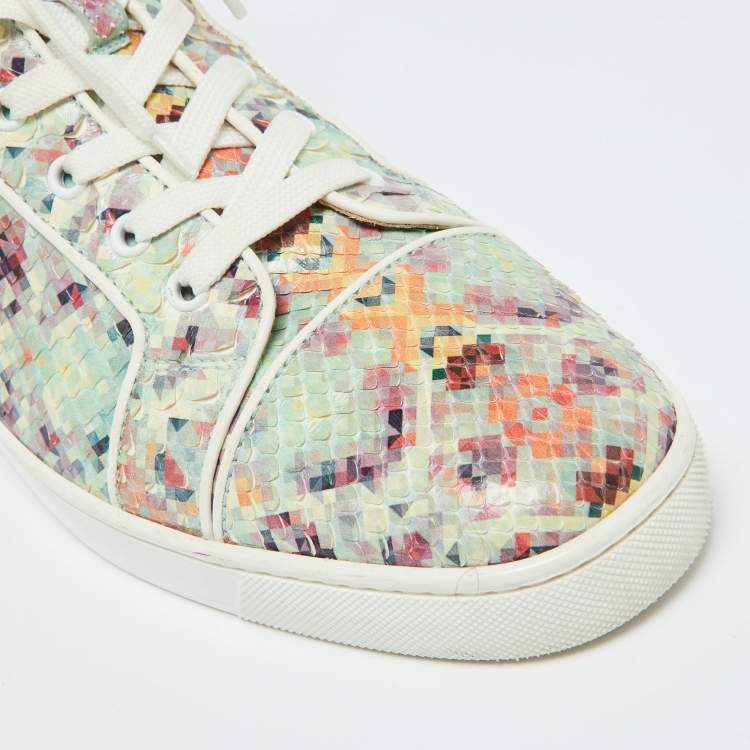 مملوكة مسبقًا Christian Louboutin Multicolor Snakeskin Leather Louis High Top Sneakers Size 43