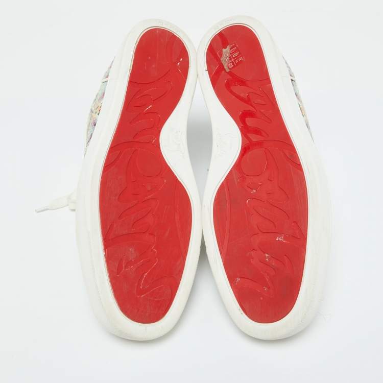 مملوكة مسبقًا Christian Louboutin Multicolor Snakeskin Leather Louis High Top Sneakers Size 43