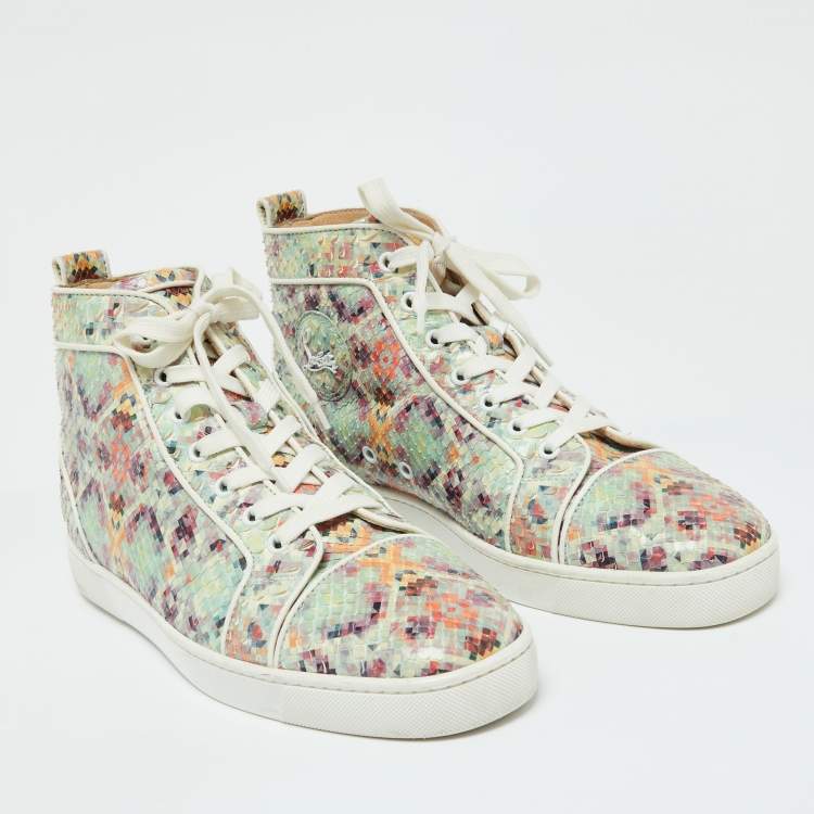 مملوكة مسبقًا Christian Louboutin Multicolor Snakeskin Leather Louis High Top Sneakers Size 43
